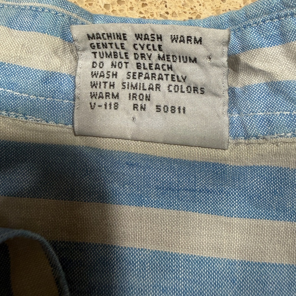 Vintage Cucamonga Striped Cotton Shirt | Blue & White | Size L - Picture 8 of 8